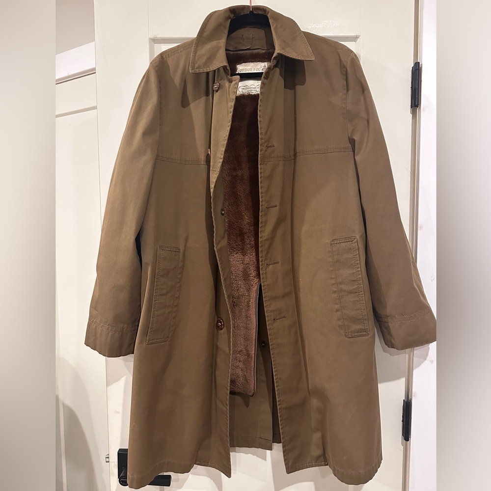 1960s Vintage London Fog Trench Coat Classic with Fur lining and outer shell